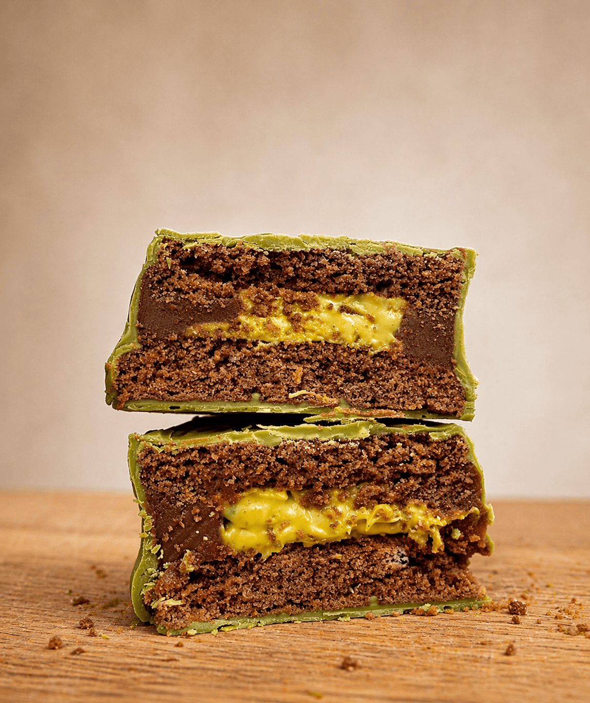 Alfajor Pistache com cobertura de pistácio